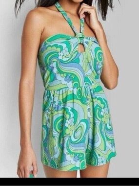 Wild Fable Towel Terry Romper Blue Swirl - Swimsuit Cover Up - NWOT Small